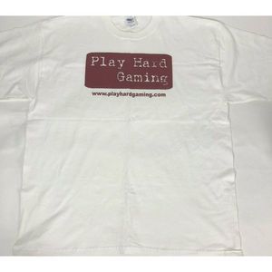 Play Hard Gaming White Front Graphic Internet Website Gone T Shirt Mens Size XL